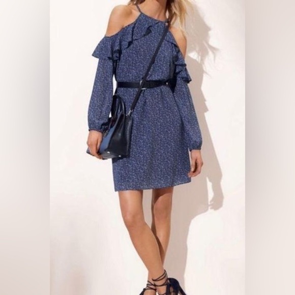 Michael Michael Kors Floral Ruffle Cold Shoulder Dress Women's size XS - Picture 1 of 7
